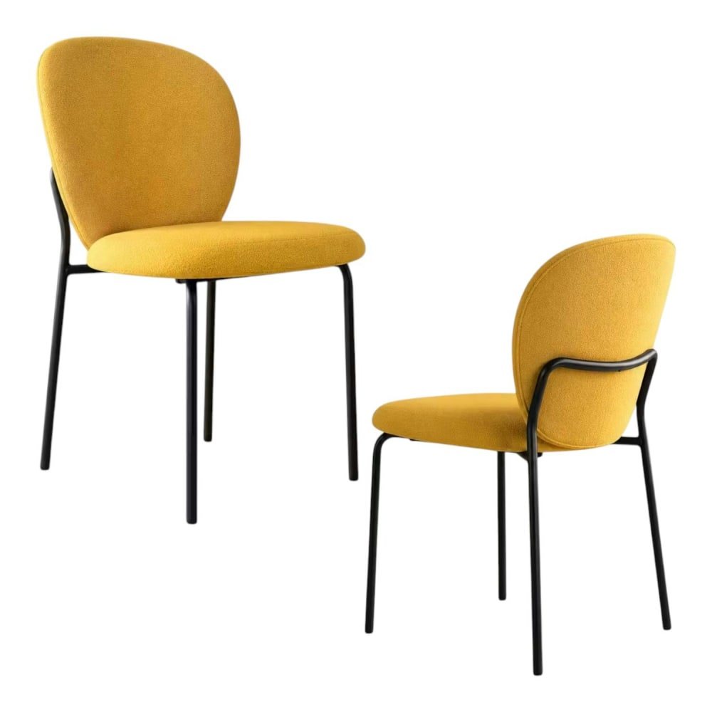 Chaise en tissu moutarde au design arrondi (lot de 2) Chaise en tissu moutarde au design arrondi (lot de 2)