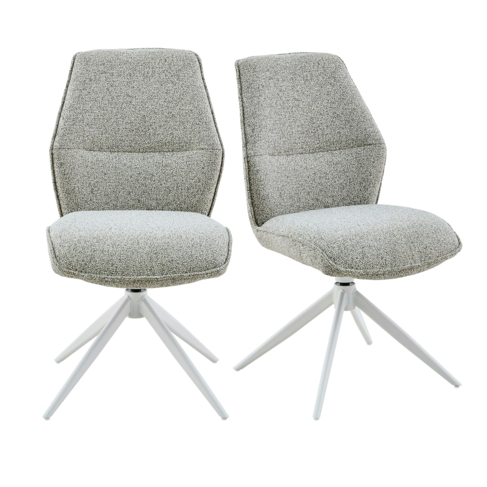 Chaise pivotante en tissu chiné greige (lot de 2) Chaise pivotante en tissu chiné greige (lot de 2)