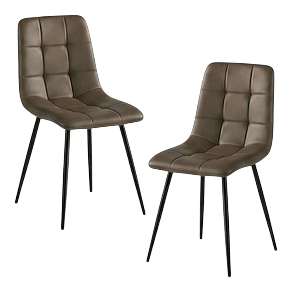 Chaise motif damier marron pieds bronze (lot de 2) Chaise motif damier marron pieds bronze (lot de 2)