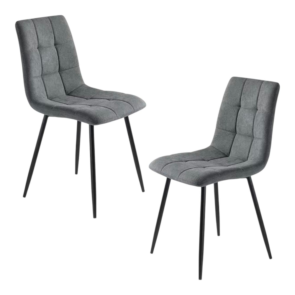 Chaise en tissu gris foncé à motif damier (lot de 2) Chaise en tissu gris foncé à motif damier (lot de 2)