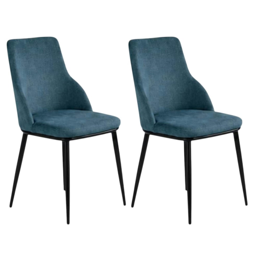 Chaise tissu bleu pieds métal noir (x2) Chaise tissu bleu pieds métal noir (x2)