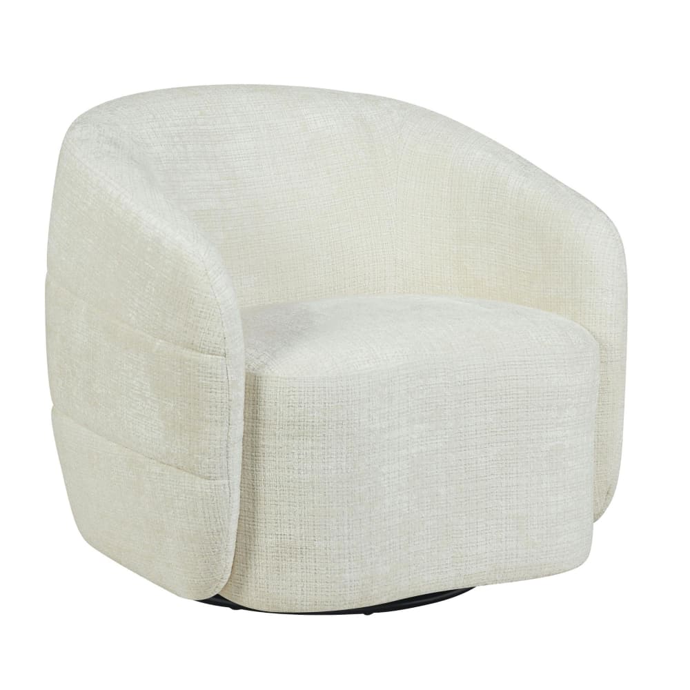 Fauteuil de salon pivotant en chenille écrue Fauteuil de salon pivotant en chenille écrue