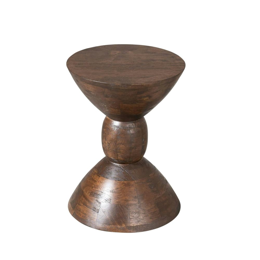 Table d'appoint bois foncé design sablier Table d'appoint bois foncé design sablier