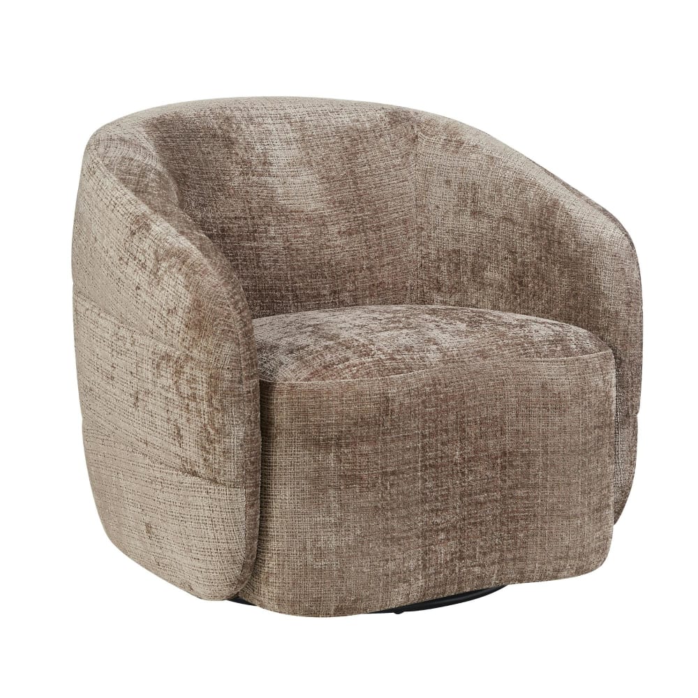 Fauteuil de salon pivotant en chenille greige Fauteuil de salon pivotant en chenille greige