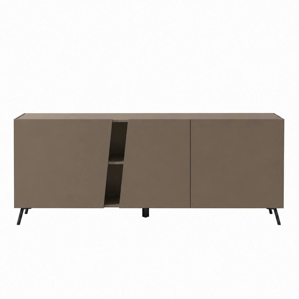 Buffet contemporain marron à découpe diagonale 180 cm Buffet contemporain marron à découpe diagonale 180 cm