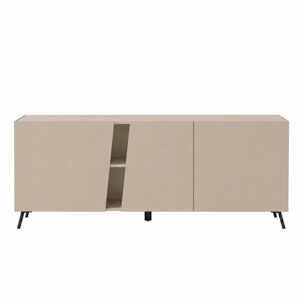 Buffet contemporain taupe à découpe diagonale 180 cm Buffet contemporain taupe à découpe diagonale 180 cm