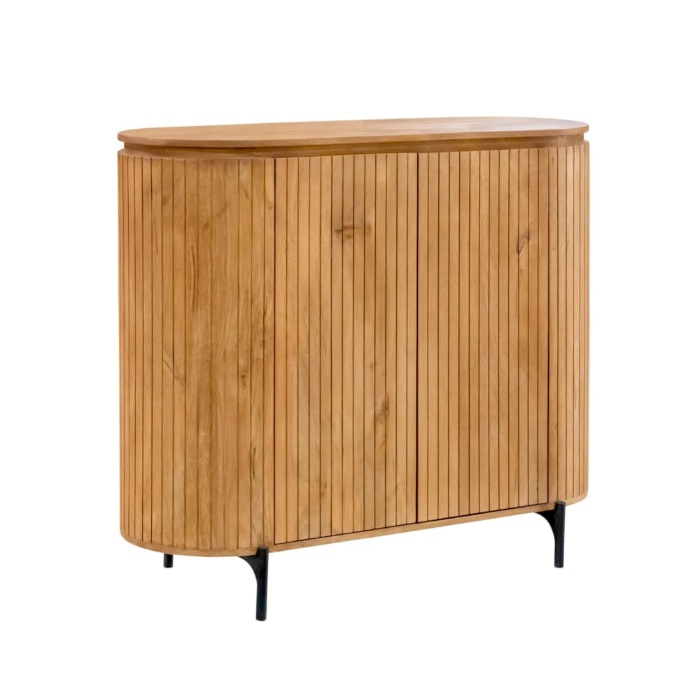 Petit buffet en bois naturel rainuré 2 portes Petit buffet en bois naturel rainuré 2 portes