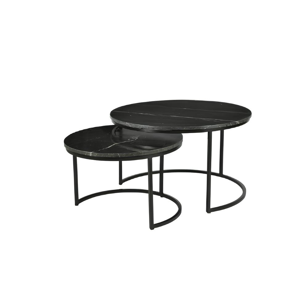Tables gigognes en marbre noir (lot de 2) Tables gigognes en marbre noir (lot de 2)