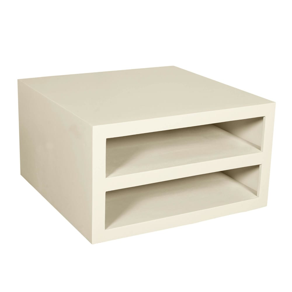 Table basse carrée bois sable avec rangement