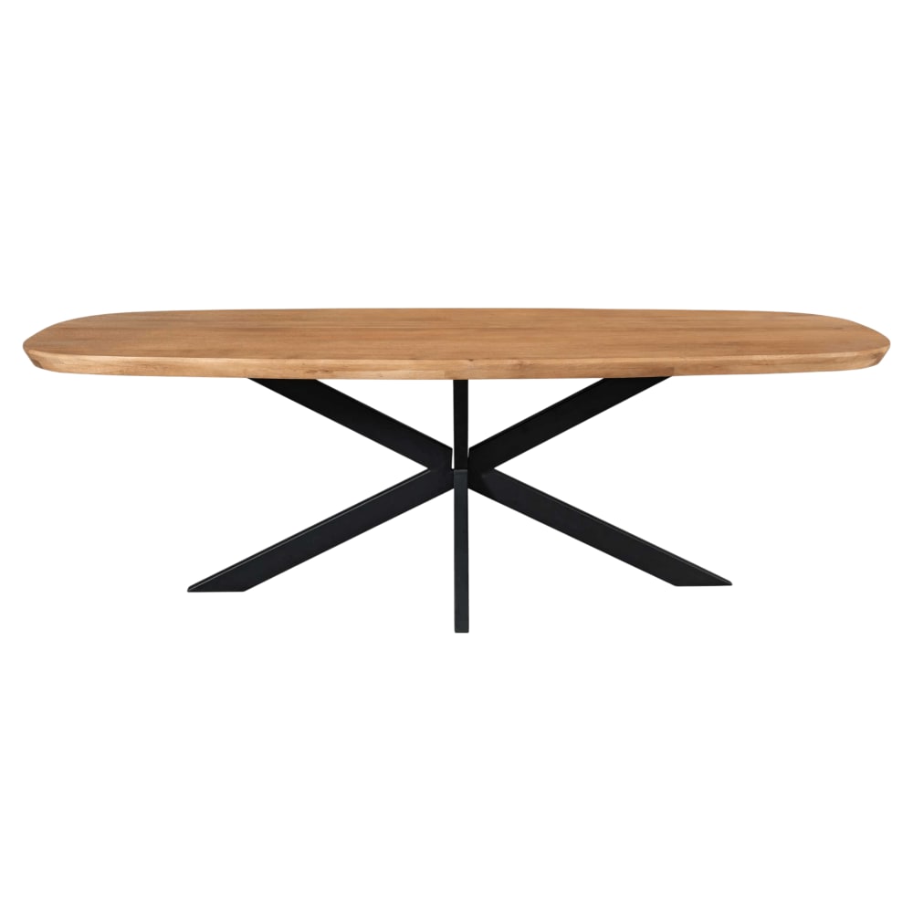 Table à manger en bois pied noir bords arrondis 200 cm Table à manger en bois pied noir bords arrondis 200 cm