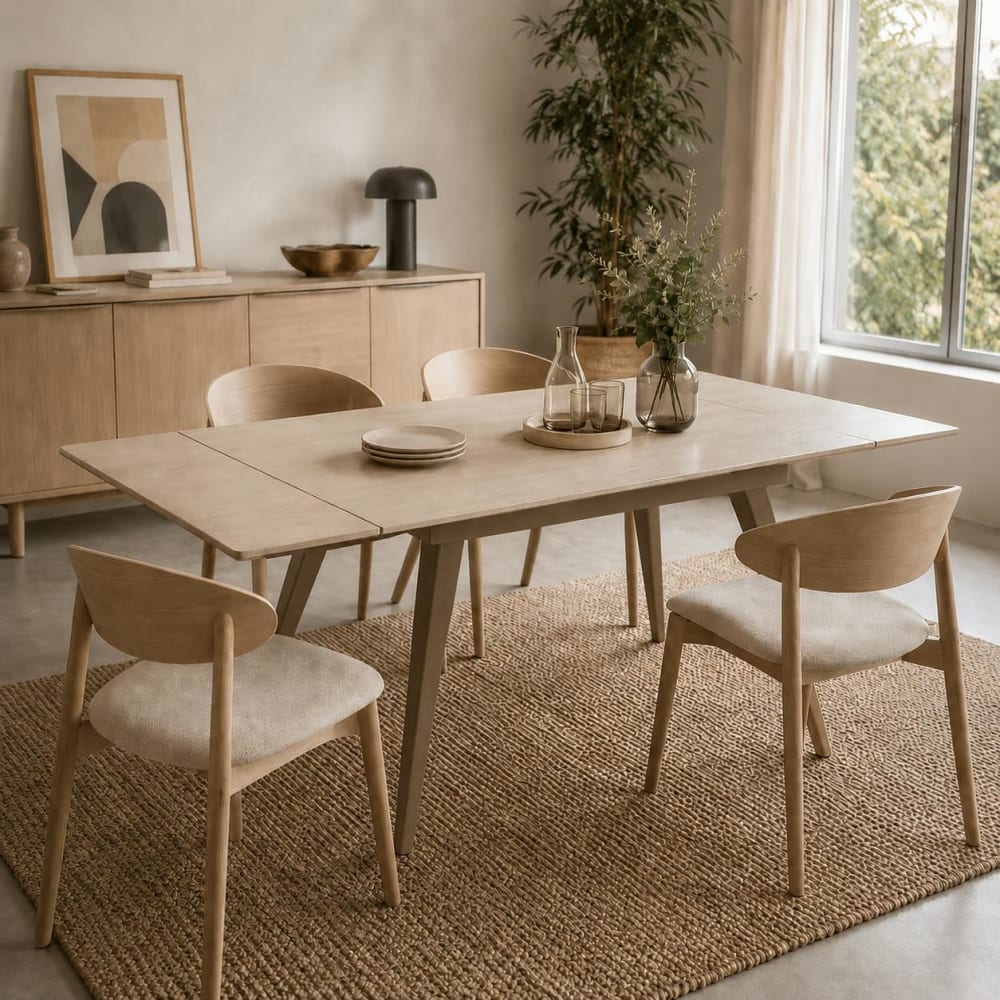 Table céramique extensible décor travertin 120-180 cm