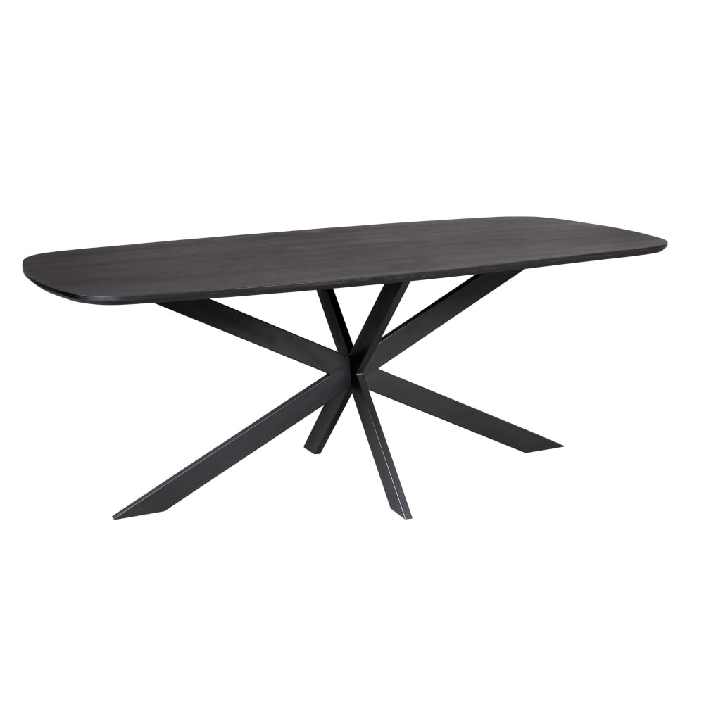 Table à manger bois noir bords arrondis 200 cm