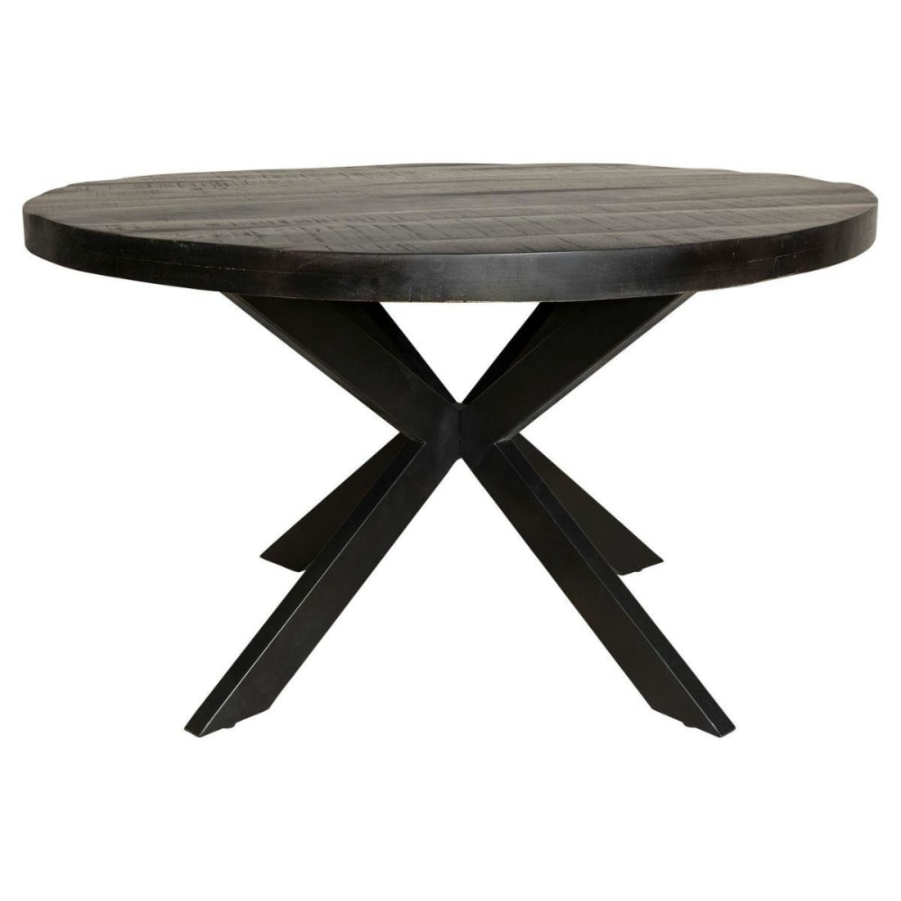 Table ronde bois noir pied central d130 cm