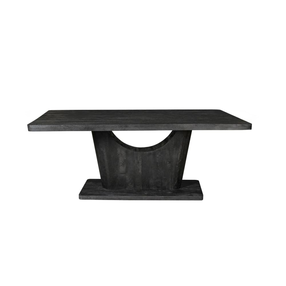 Table à manger bois noir pied central ouvert 200 cm