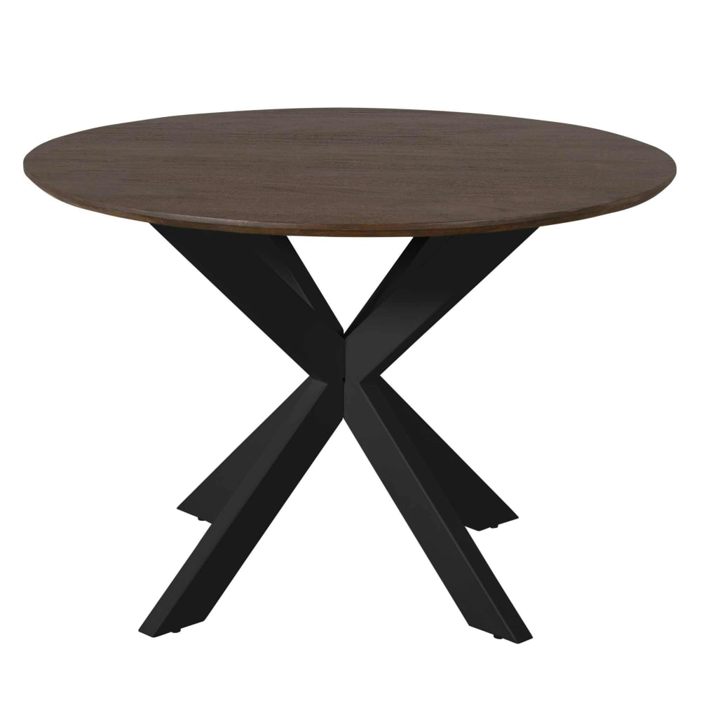 Table ronde brune pied noir d130 cm Table ronde brune pied noir d130 cm