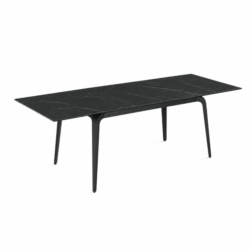 Table extensible céramique noire marbrée 140-220 cm Table extensible céramique noire marbrée 140-220 cm