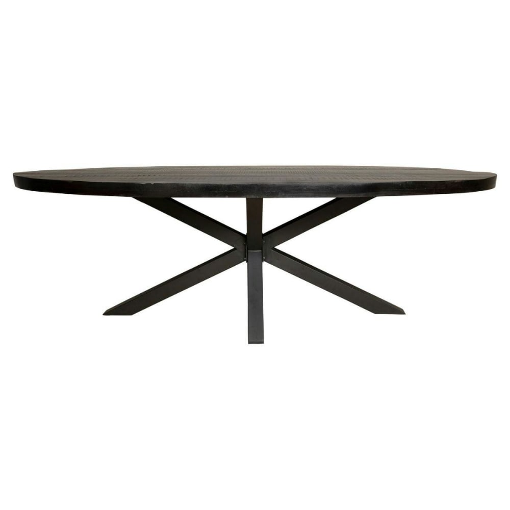 Table à manger ovale bois noir pied central 300 cm