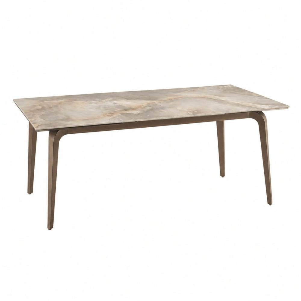 Table extensible céramique effet onyx pieds bronze 160-240 cm Table extensible céramique effet onyx pieds bronze 160-240 cm