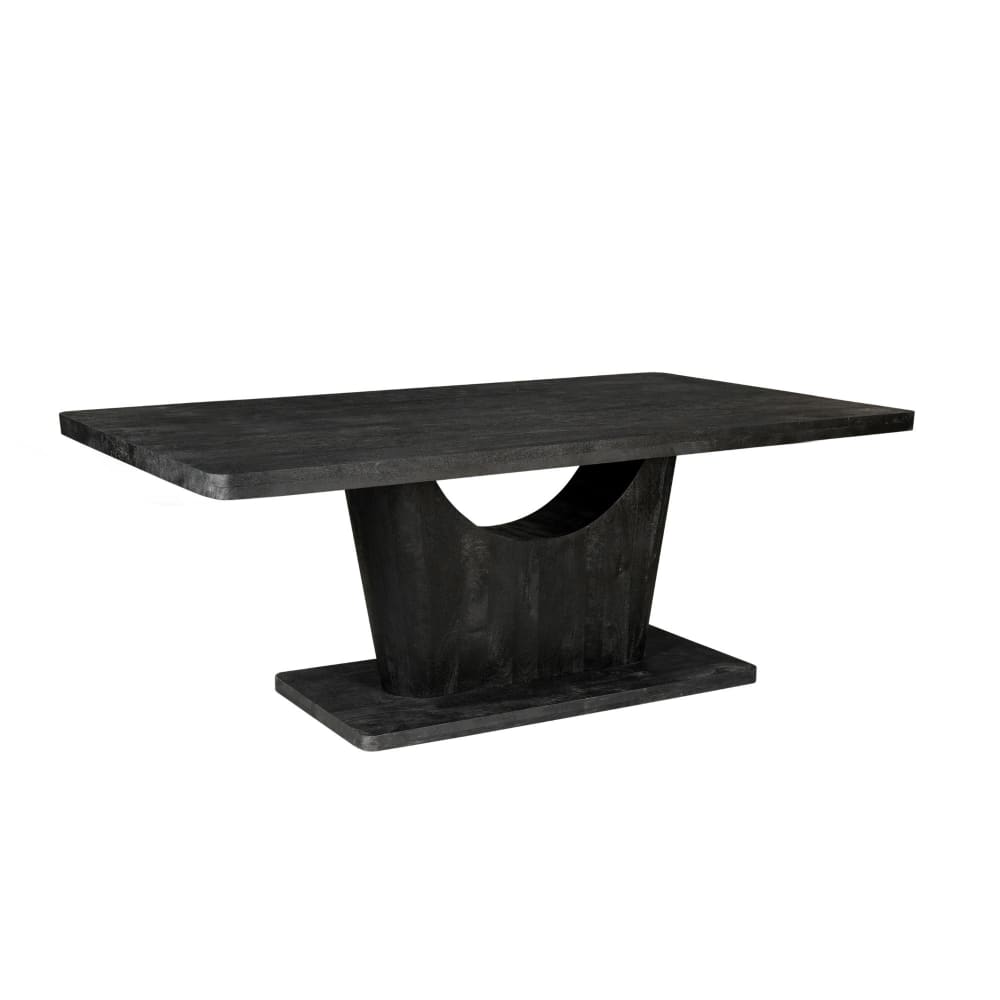 Table à manger bois noir pied central ouvert 240 cm