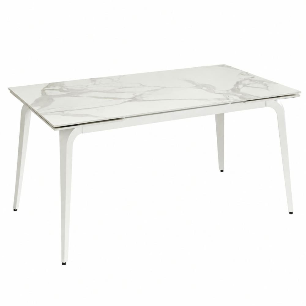 Table extensible céramique blanche marbrée 160-240 cm Table extensible céramique blanche marbrée 160-240 cm