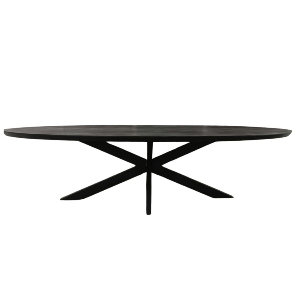 Table ovale en bois noir pied croisé 300 cm