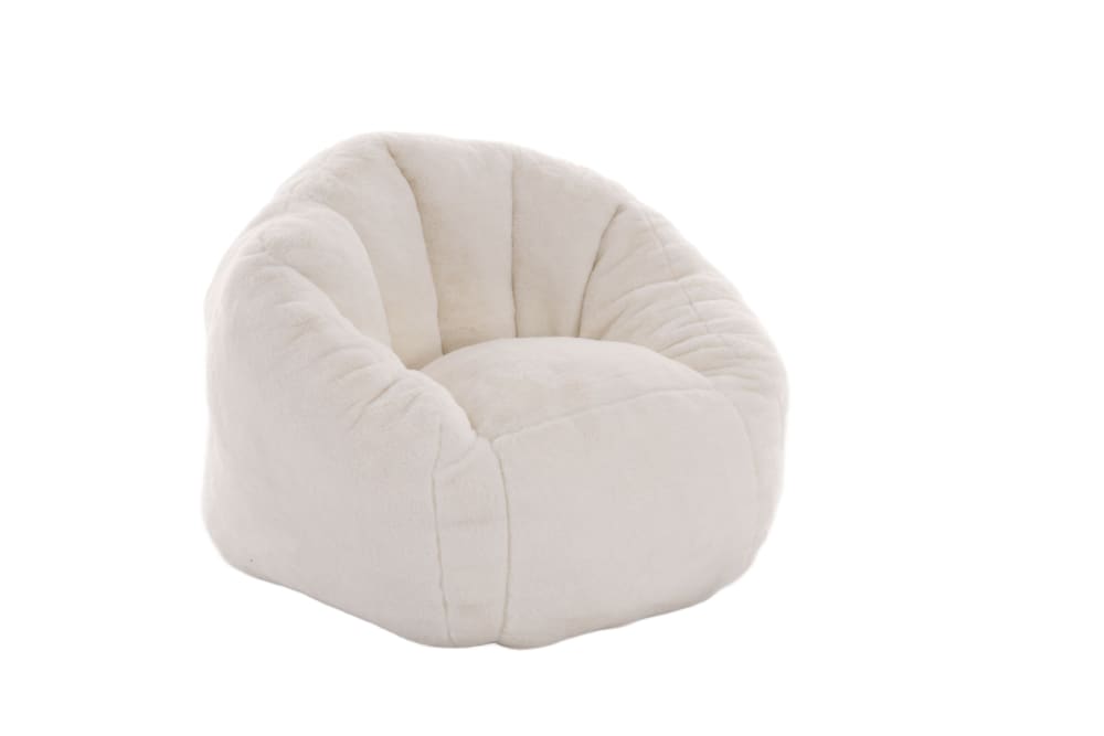 Pouf enfant en polyester beige avec dossier ergonomique