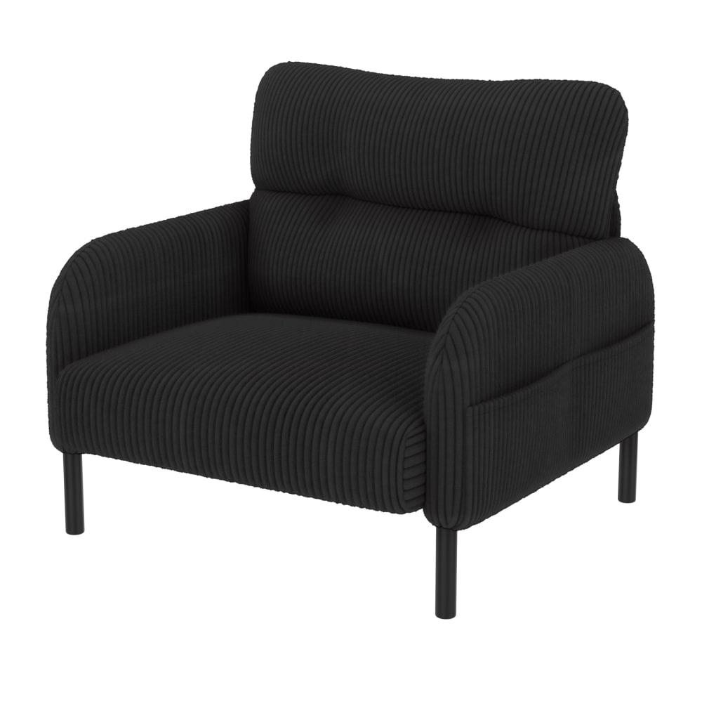 Hauss Spole Sessel aus Cord in Schwarz mit Seitentasche Schwarz Stoff