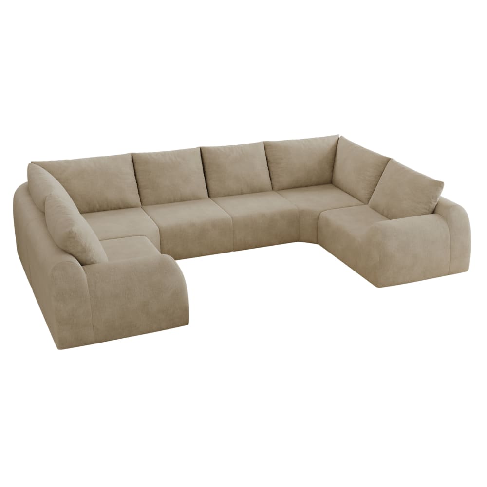 Canapé d'angle en chenille kaki 344 cm