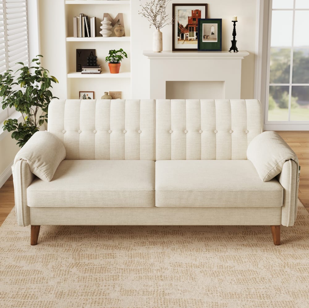 2-Sitzer-Sofa aus Chenille beige - Maisons Du Monde