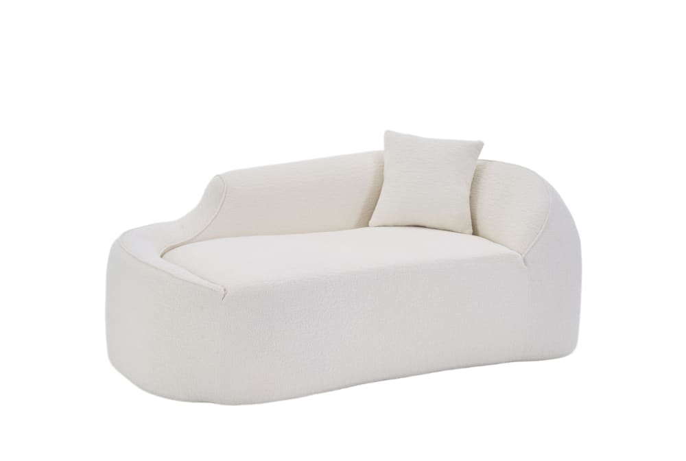 Méridienne en chenille écrue avec coussin 155x96x65 cm