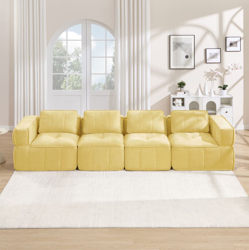 Modulares Sofa aus Polyester gelb - Maisons Du Monde