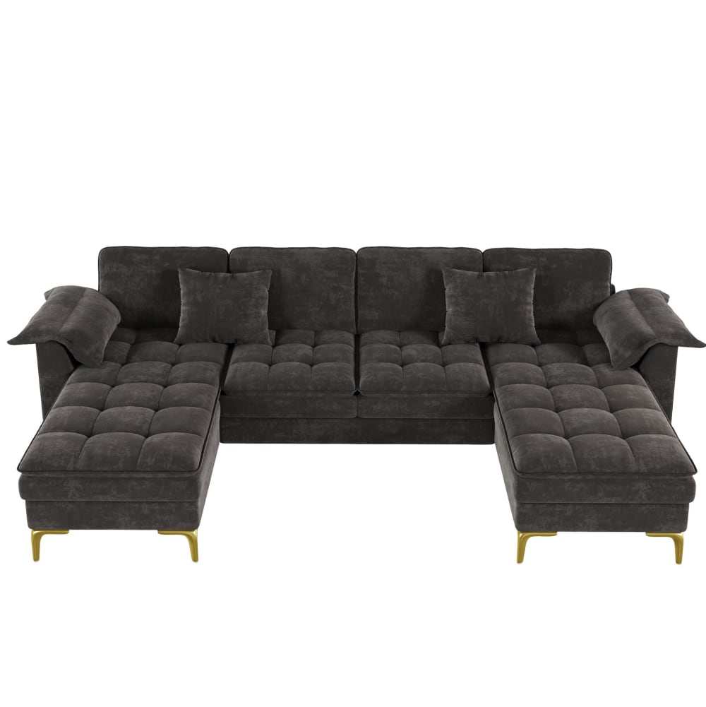 Canapé d'angle modulable en chenille gris 262x134x86 cm
