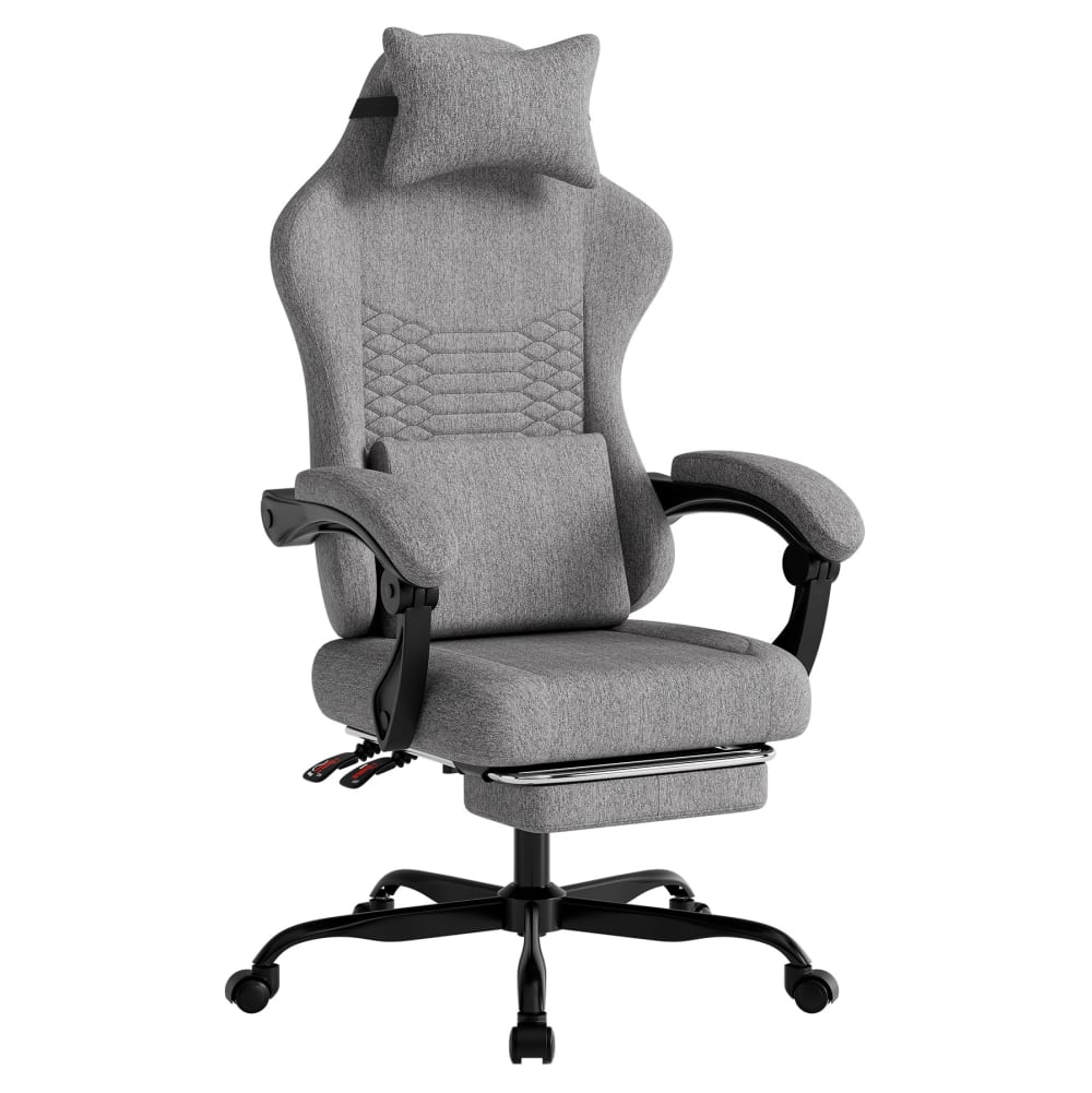 MODFU Gaming Stuhl Stoff, ergonomisch, Fußstütze, Hellgrau style modern - Stoff