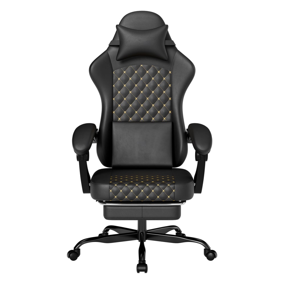 MODFU Gamingstuhl aus Leder mit Fußstütze, ergonomisch, schwarz style modern - Leder