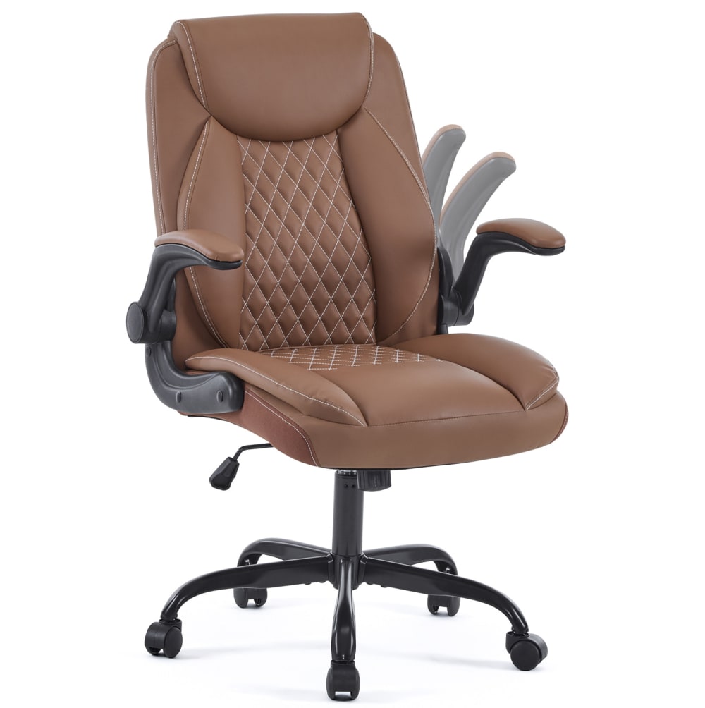 Chaise de bureau pivotante 65.5x64x102-112 cm cm, cuir brun