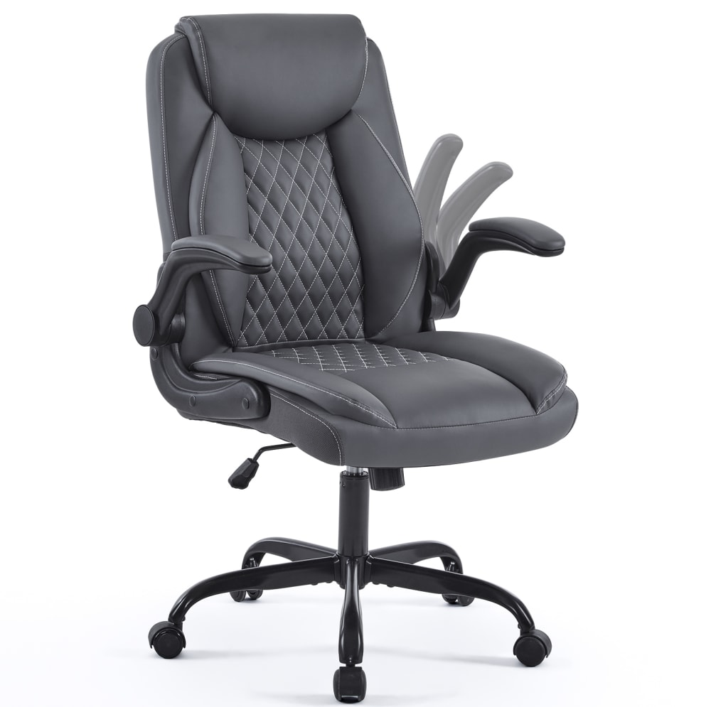 Chaise de bureau pivotante 65.5x64x102-112 cm cm, cuir gris