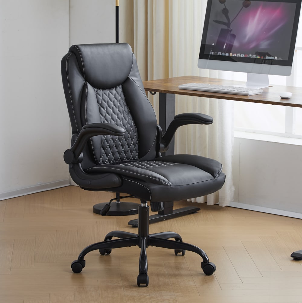 Ergonomischer Bürostuhl mit Lendenstütze, klappbaren Armlehnen,