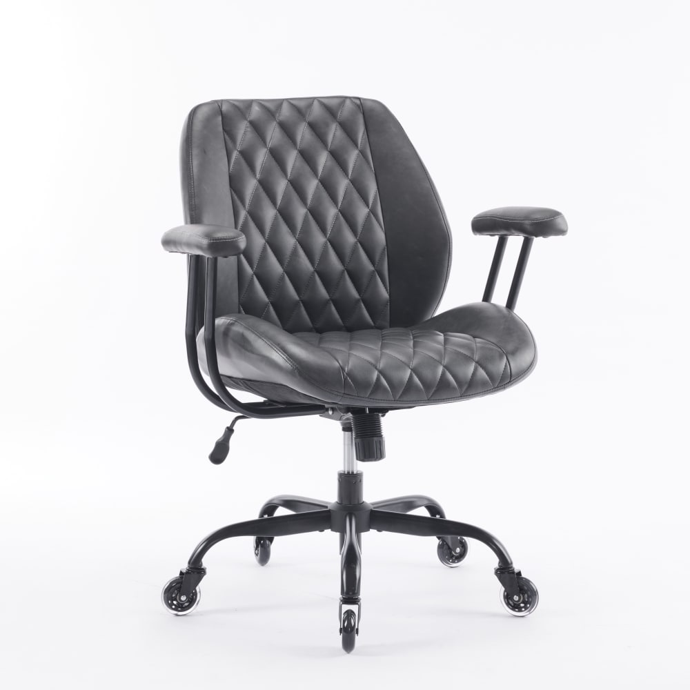 Chaise de bureau ergonomique en cuir, réglable, noir