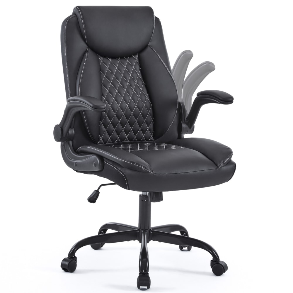 Chaise de bureau pivotante 65.5x64x102-112 cm cm, cuir noir