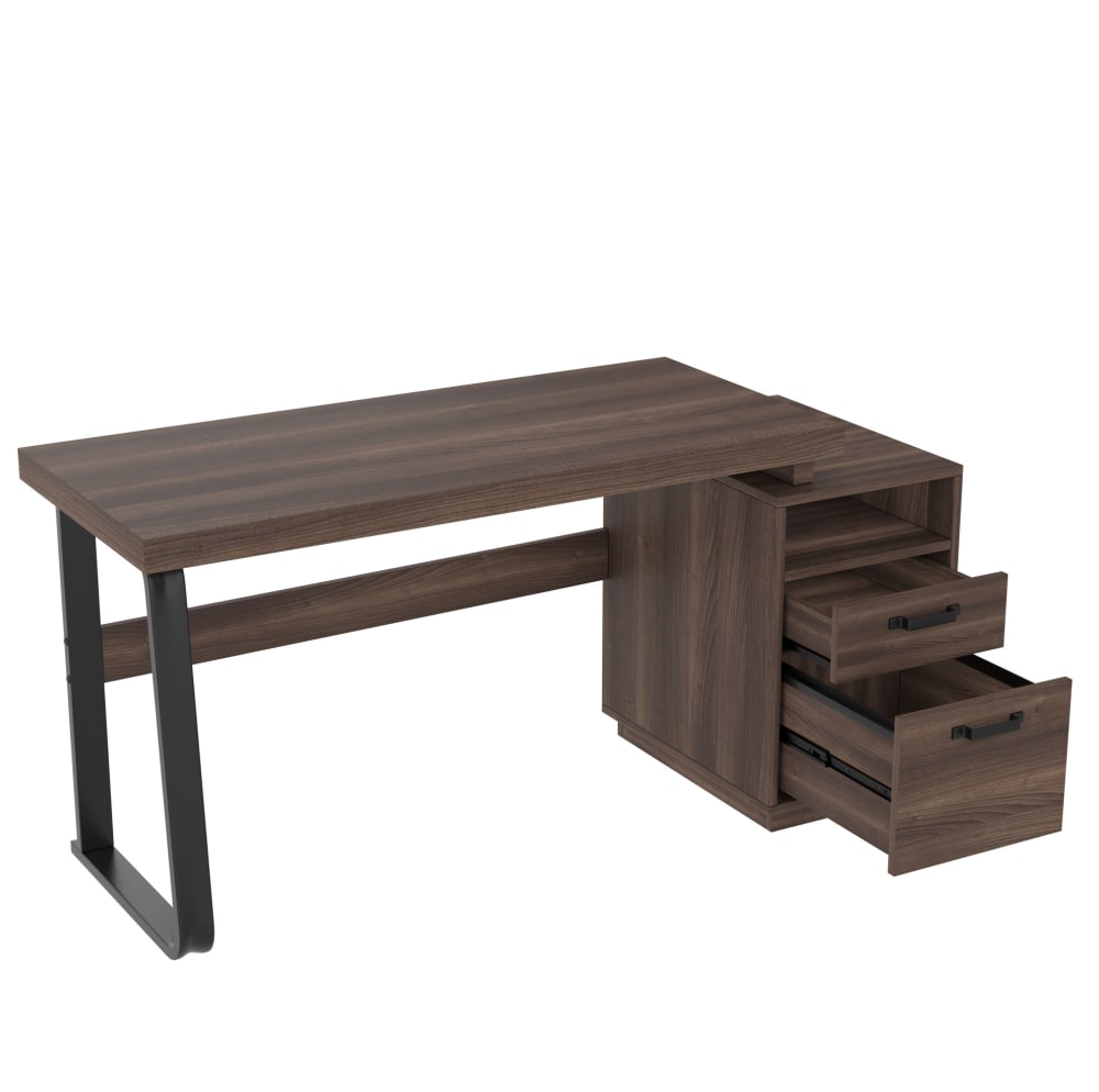 MODFU Schreibtisch mit Ablagefächern und Schublade 161x54x76.3 cm Braun style modern Braun Spanplatte