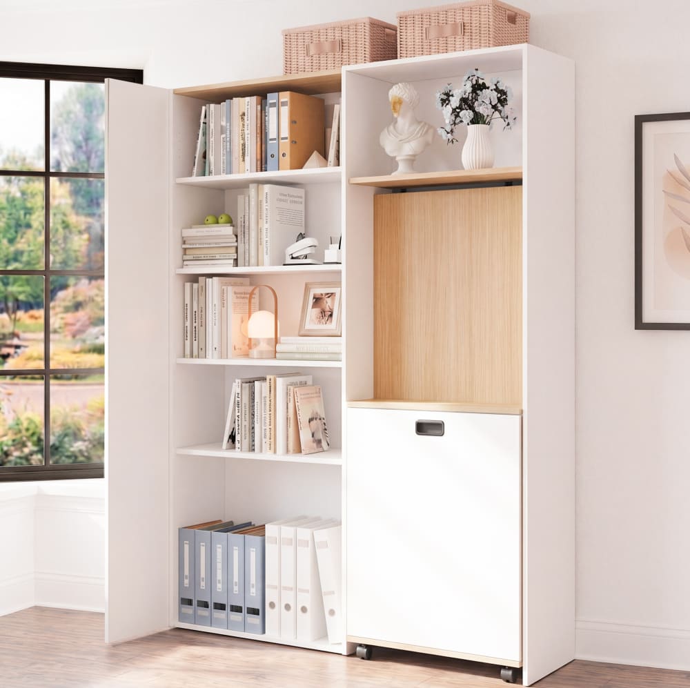 Klappschreibtisch mit Regal, USB, Steckdose, 104.5x30.5x160 cm
