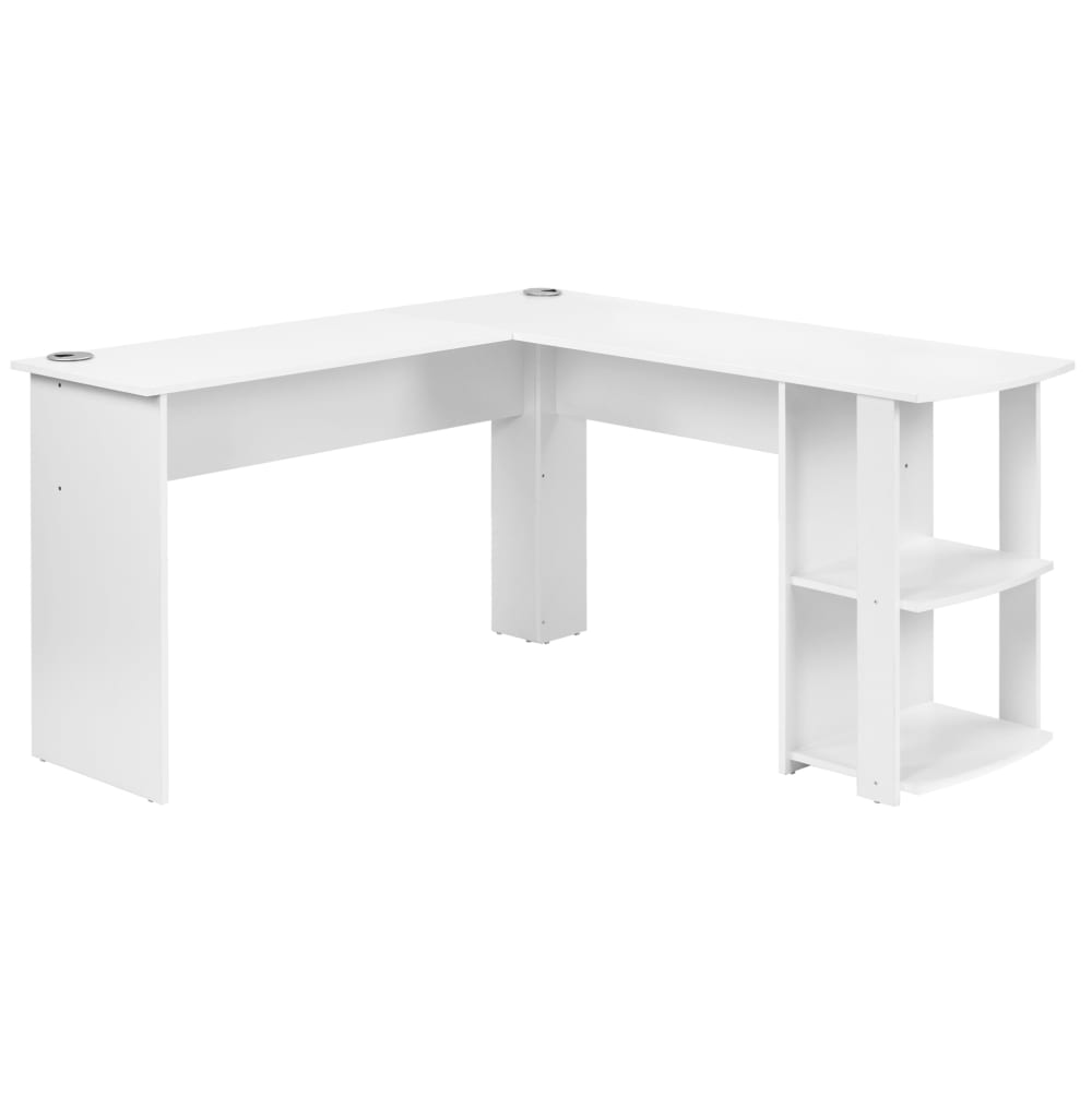 Bureau d'angle blanc 140x140 cm avec 2 étagères de rangement, chambre