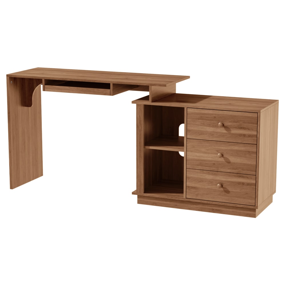 Bureau extensible avec 3 tiroirs, 110x40x75.5 cm, noyer