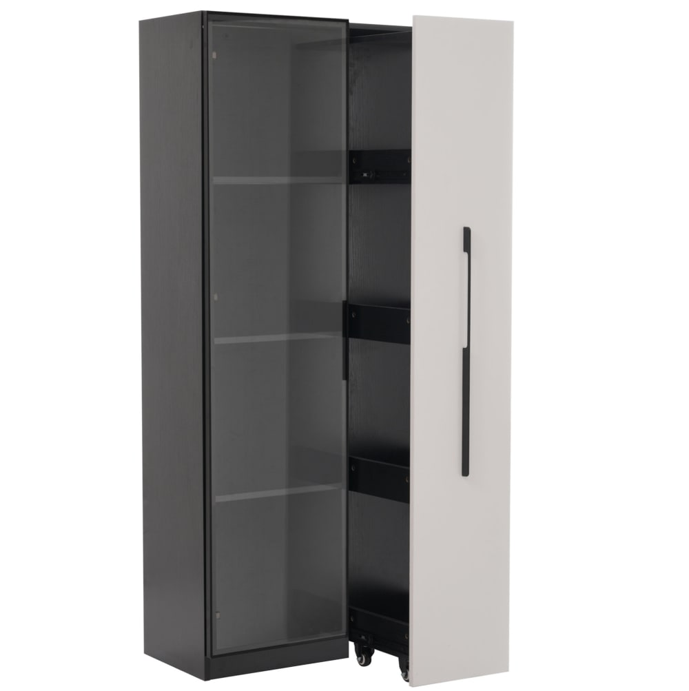 Vitrine avec led et rangement latéral, 70x40x160 cm, noir