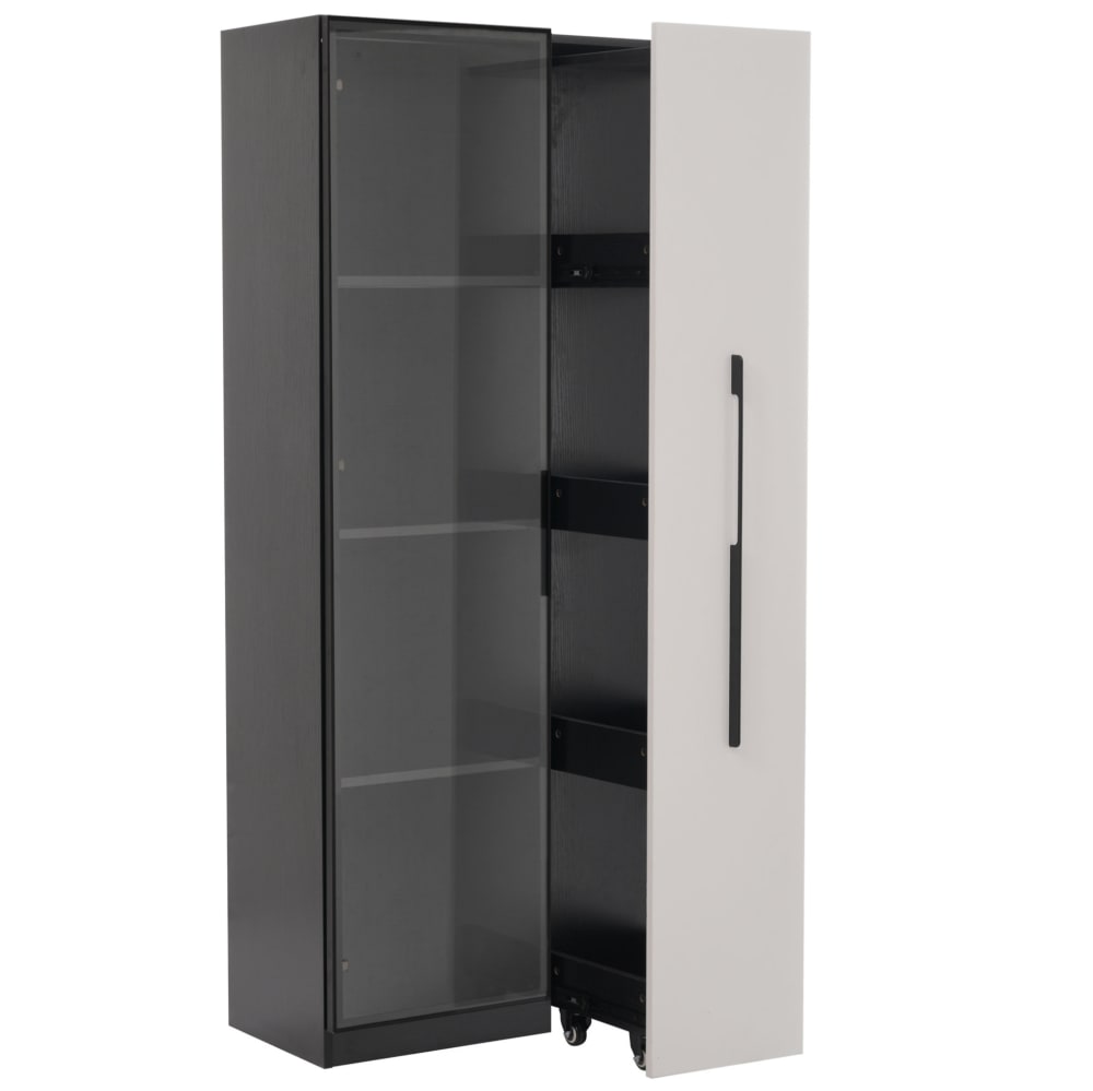 Vitrine avec led et rangement latéral, 70x40x160 cm, noir
