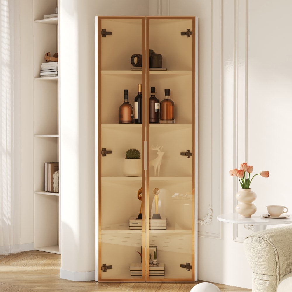 Vitrine d'angle led avec verre de sécurité, 62 x 35 x 160 cm, blanche