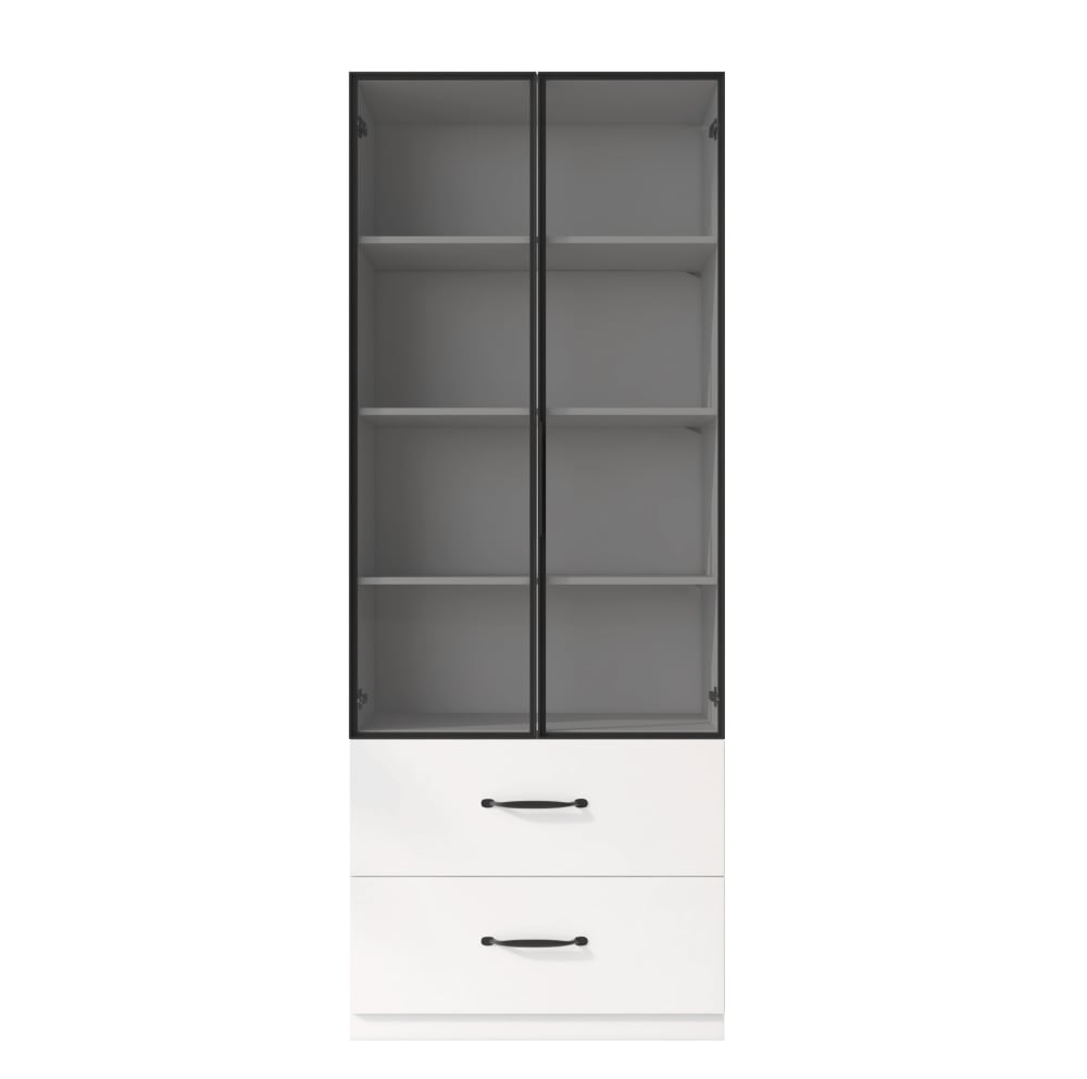 Vitrine led avec 2 tiroirs, 60 x 40 x 160 cm, blanche
