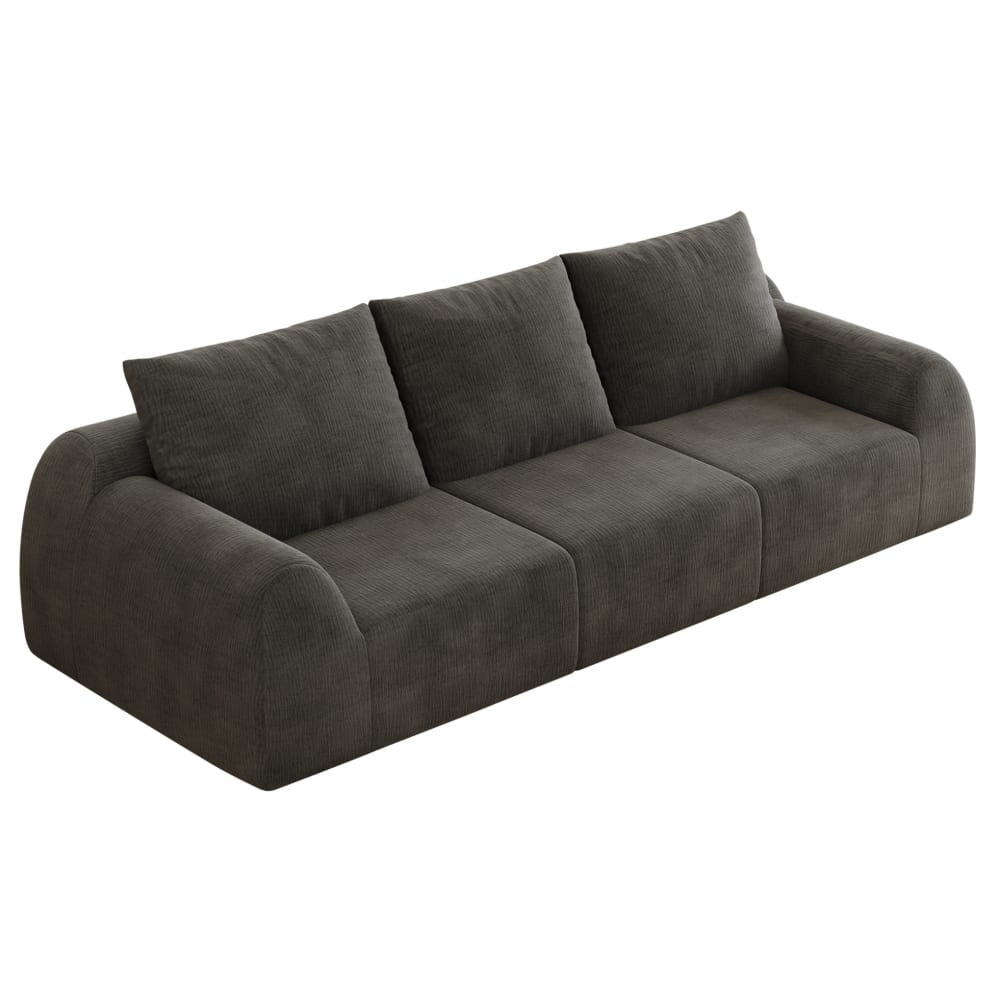 MODFU Komprimiertes 3-Sitzer-Sofa, ohne Montage, 257x95x85 cm, Dunkelgrau style modern - Stoff