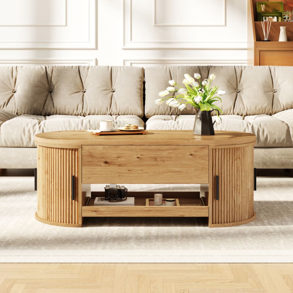 Couchtisch mit Hebefunktion, Stauraum, 110x55x55 cm, Natur -