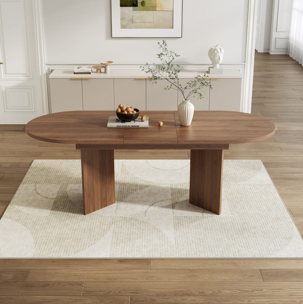 Ausziehbarer Esstisch 120/160x80 cm, 4-8 Personen, Nussbaum -